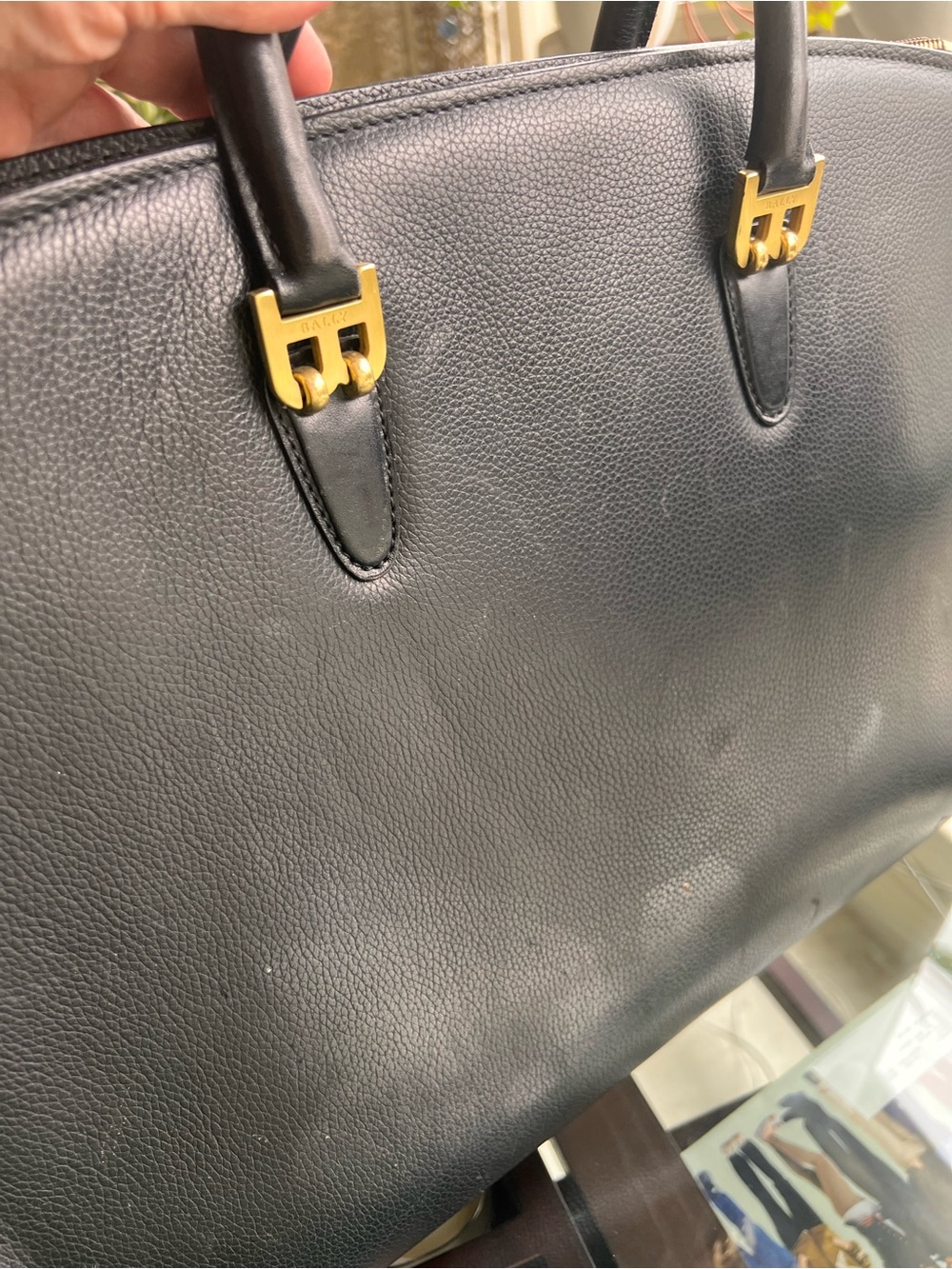 BALLY Classic Leather Briefcase with Gold Accent Logo Plate purchase UK